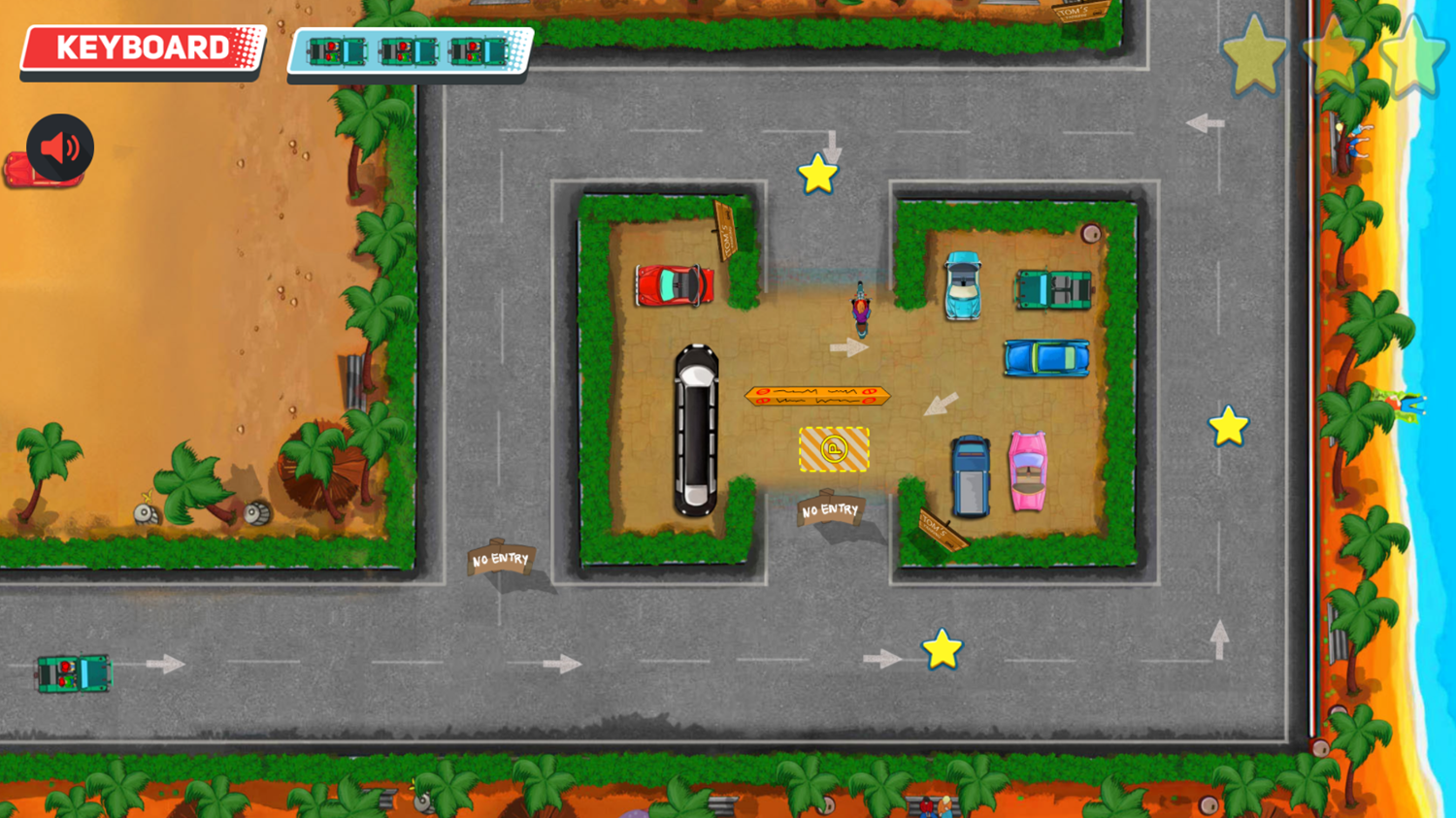 Summer Beach Parking Game Level Start Screenshot.