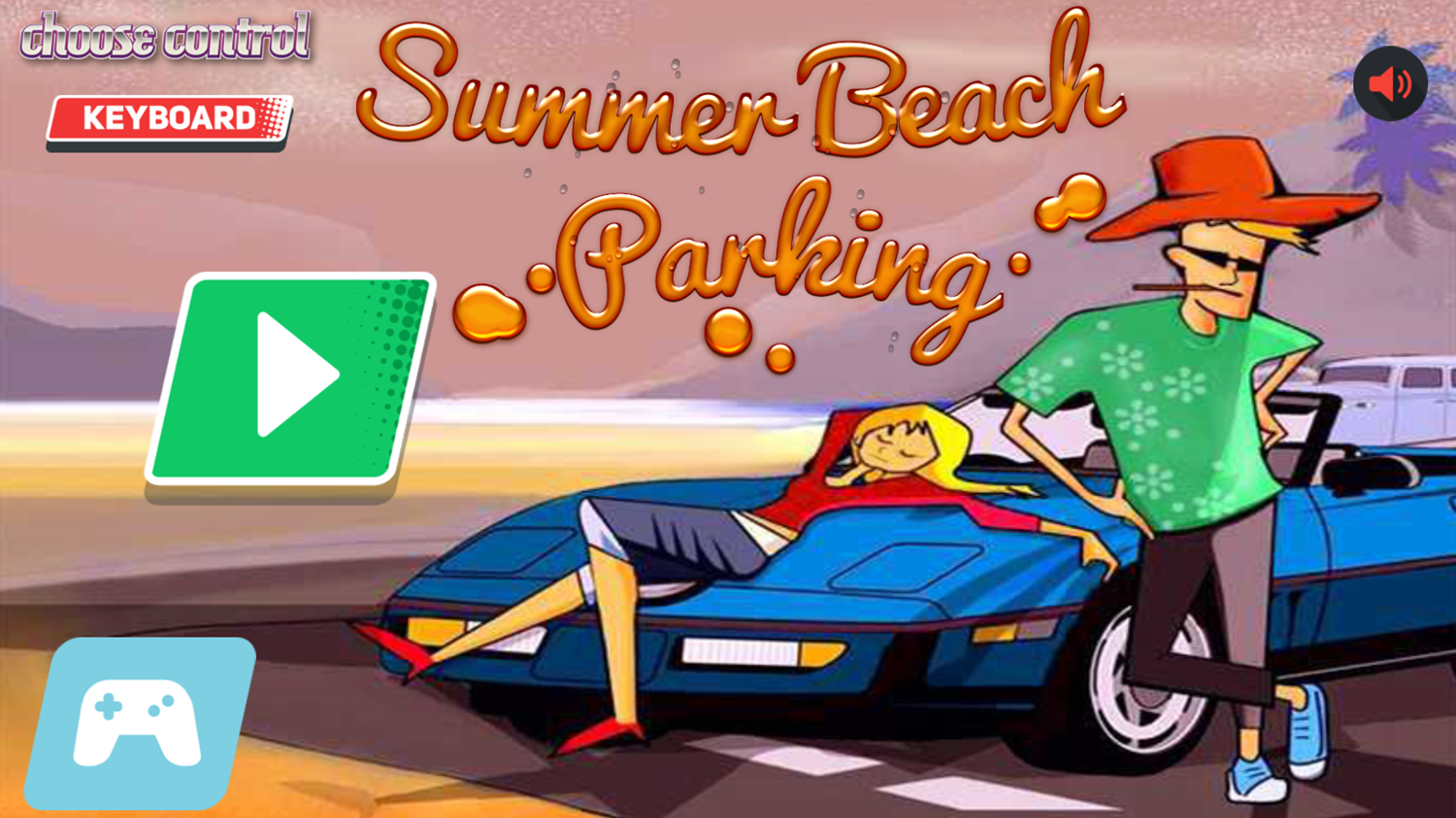 Summer Beach Parking Game Welcome Screen Screenshot.