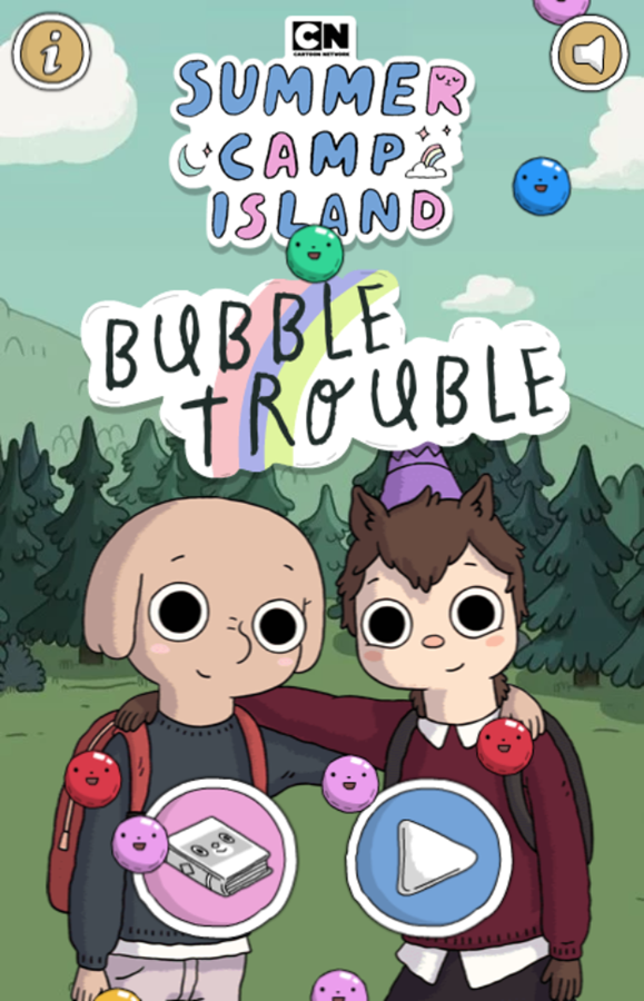 Summer Camp Island Bubble Trouble Game Welcome Screen Screenshot.