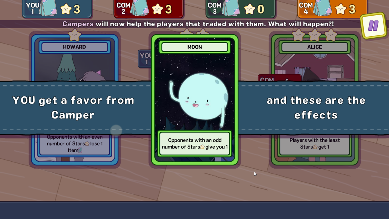 Summer Camp Island Scavenger Card Hunt Game Play Screenshot.