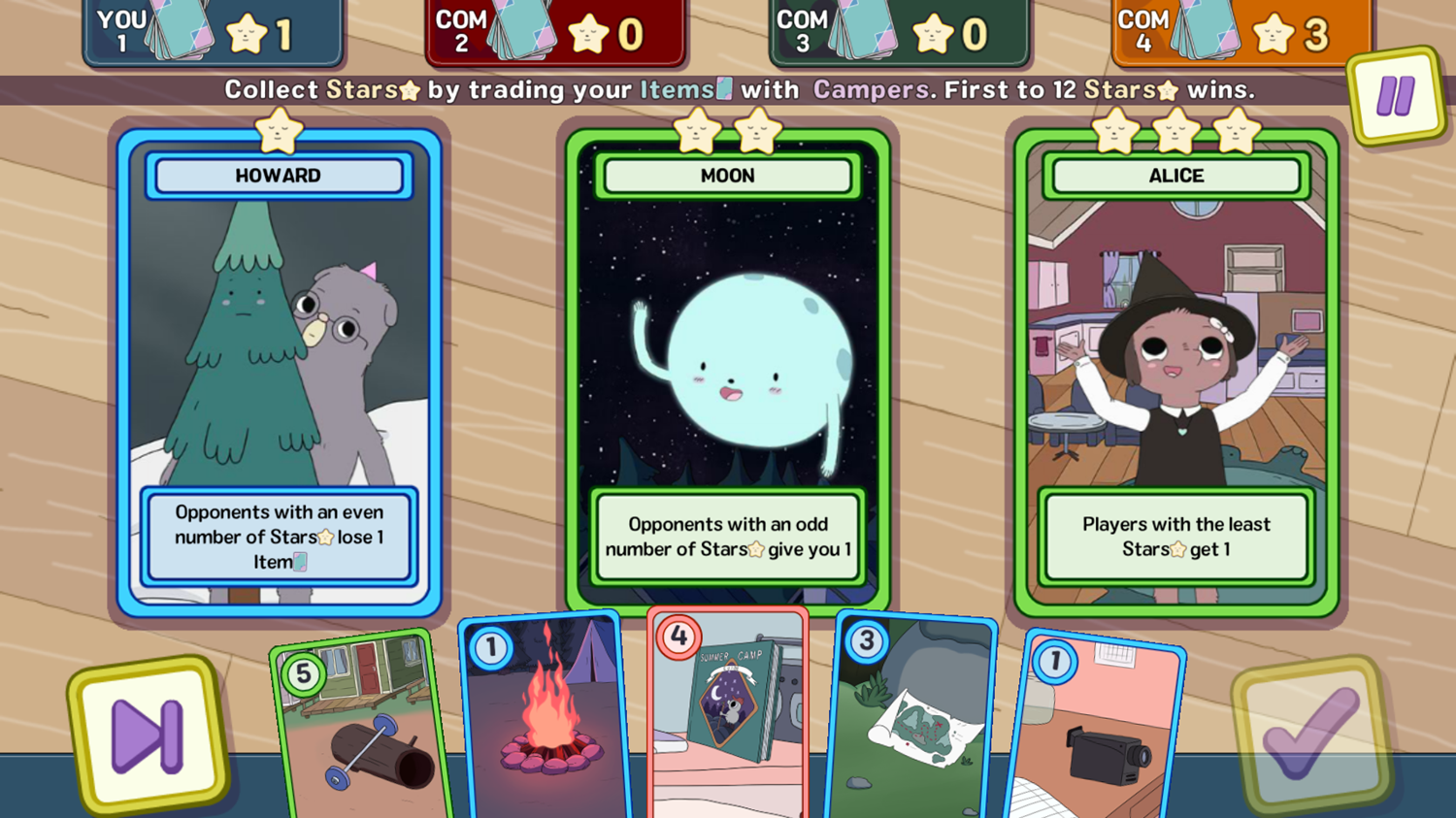 Summer Camp Island Scavenger Card Hunt Game Start Screenshot.