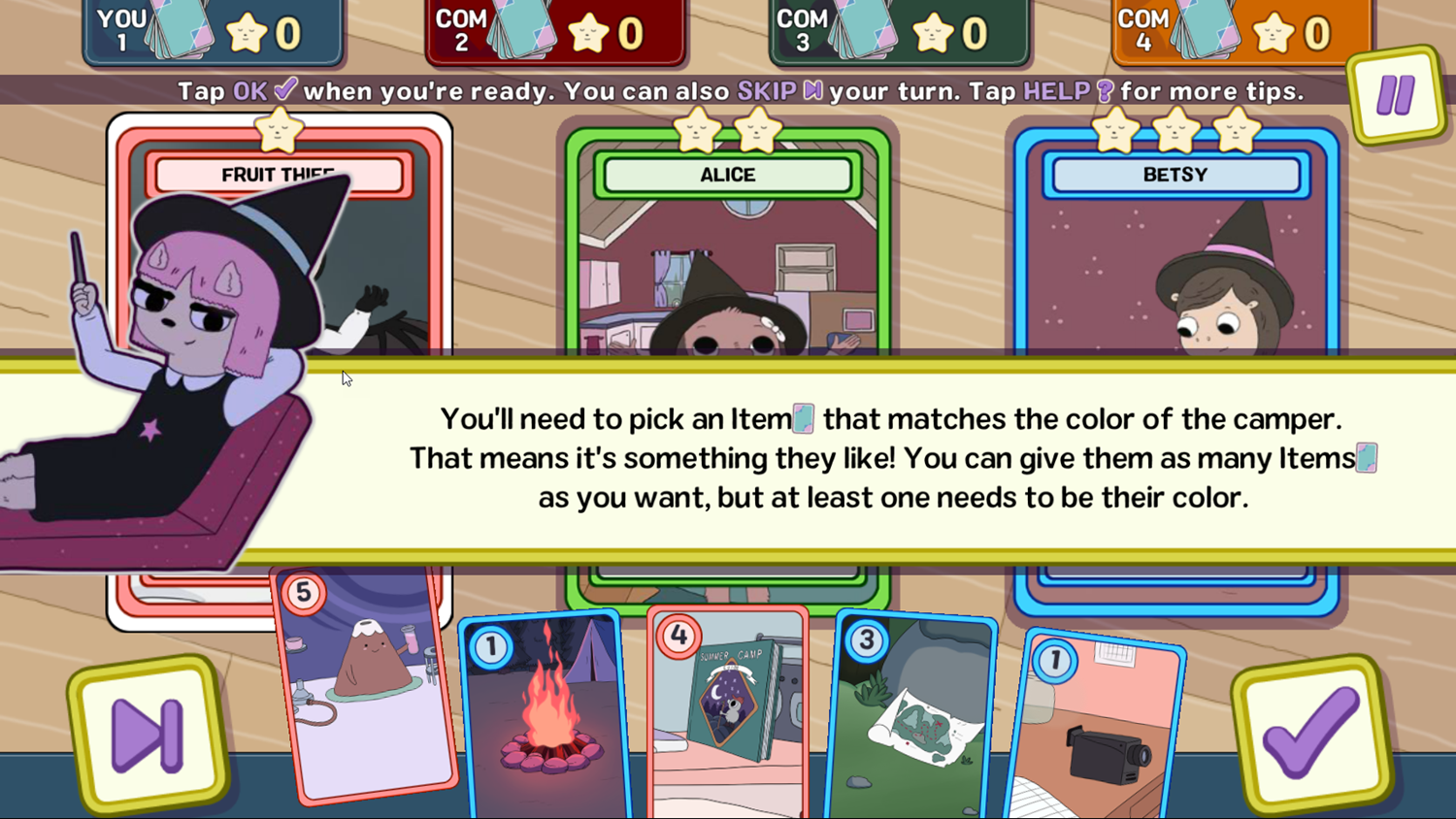 Summer Camp Island Scavenger Card Hunt Game Picking Item Screenshot.