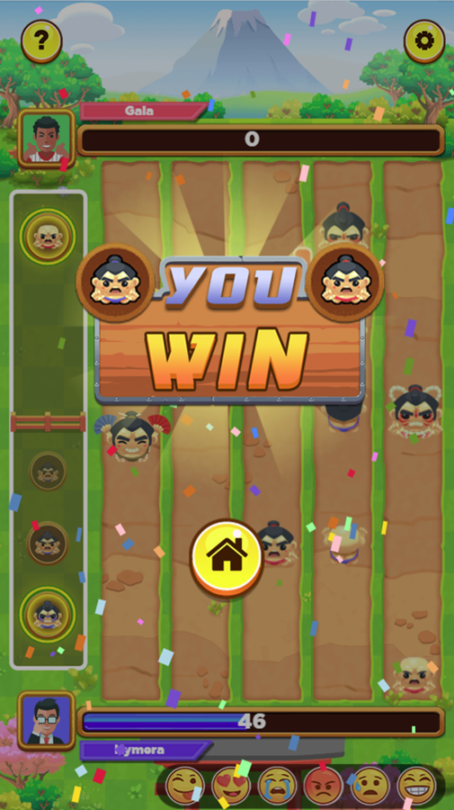 Sumo Push Push Game Over Screen Screenshot.