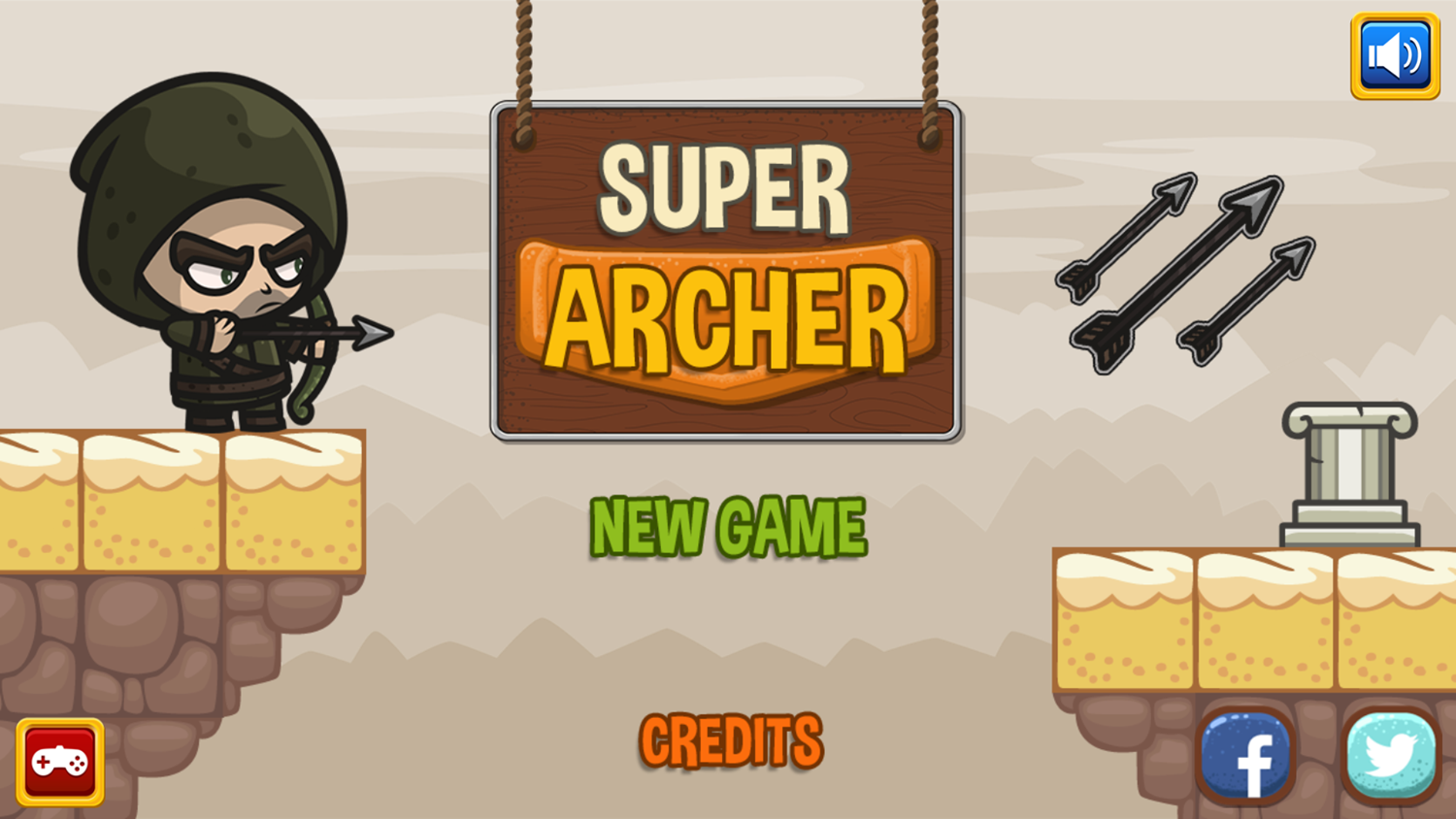 Super Archer Game Welcome Screen Screenshot.