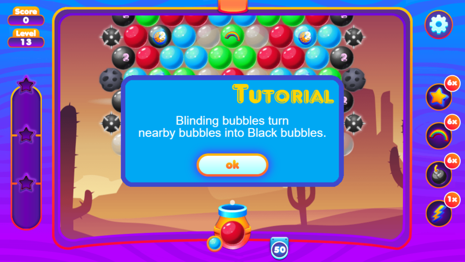 Super Bubble Shooter Game Binding Bubbles Tutorial Screen Screenshot.