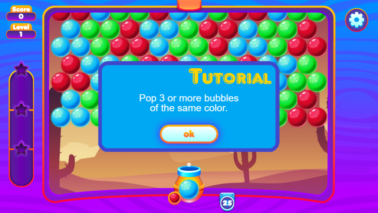 Super Bubble Shooter Game Pop Bubbles Tutorial Screen Screenshot.