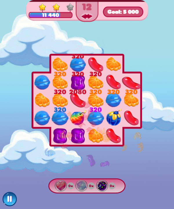Super Candy Jewels Game Level Play Screenshot.
