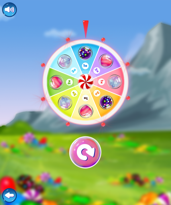 Super Candy Jewels Game Wheel Screenshot.