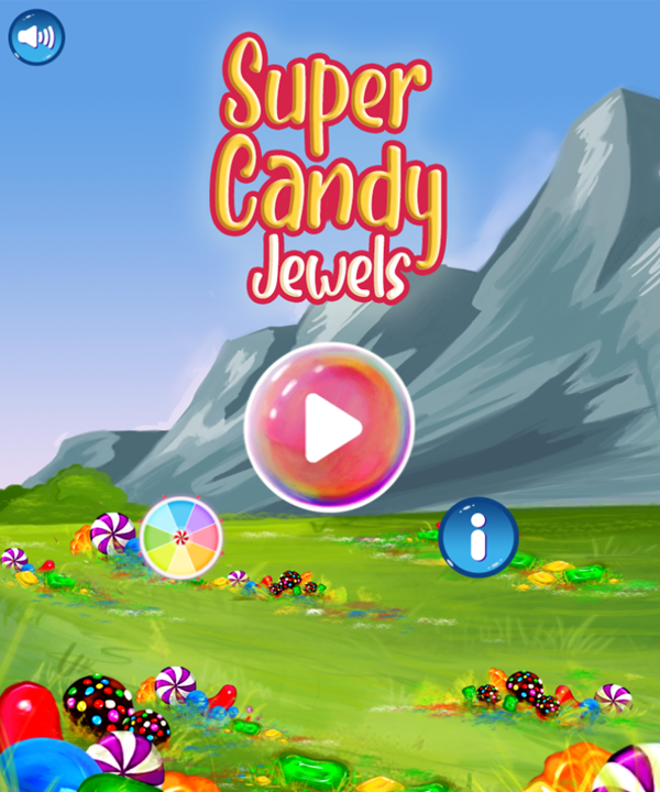 Super Candy Jewels Game Welcome Screen Screenshot.