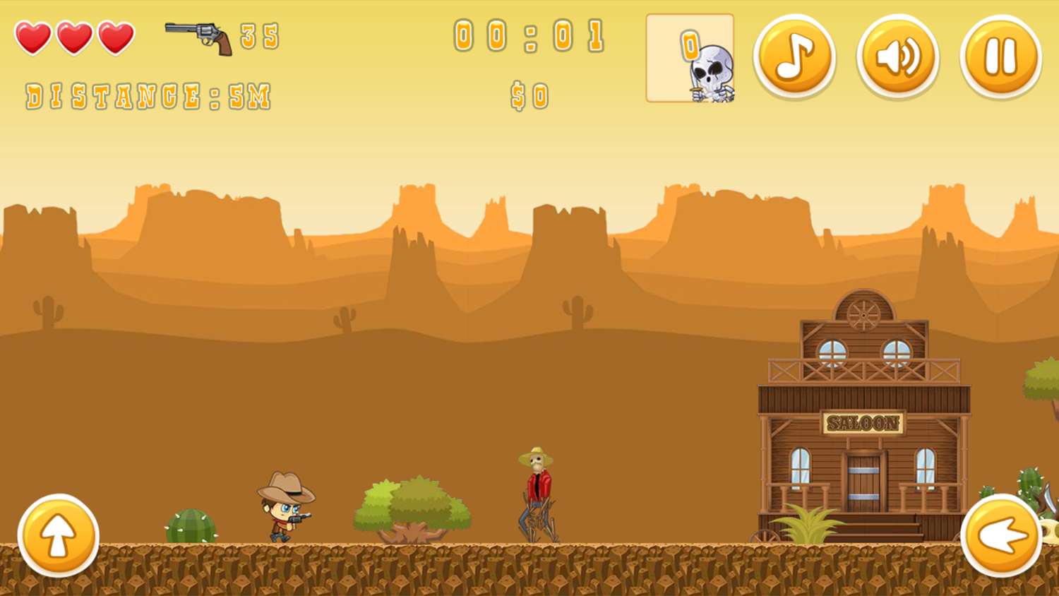 Super Cowboy Run Game Start Screenshot.