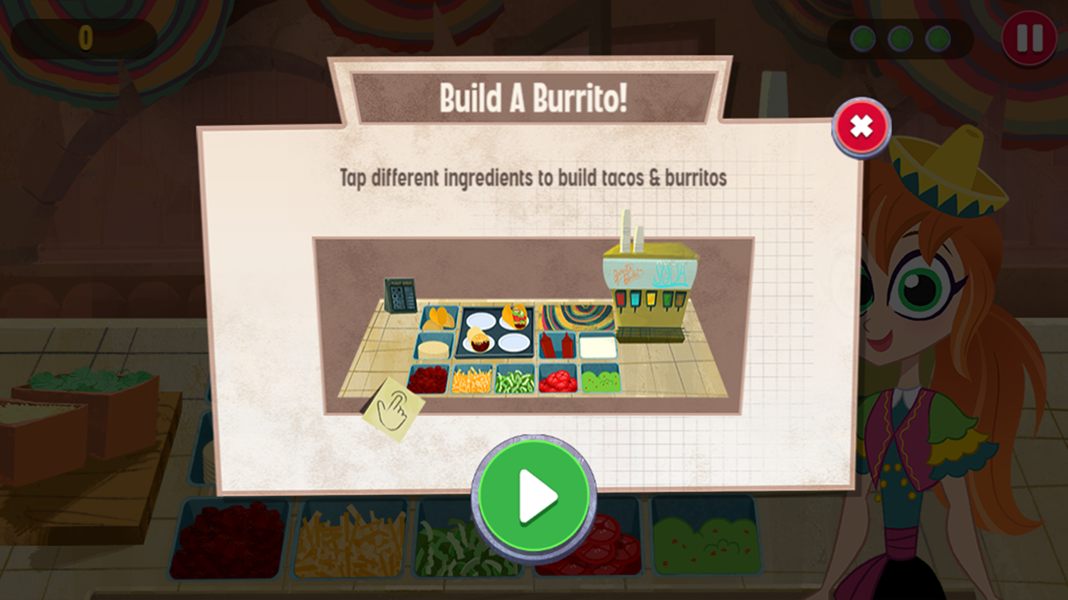 Super Hero Girls Burrito Blitz Game How To Play Screenshot.