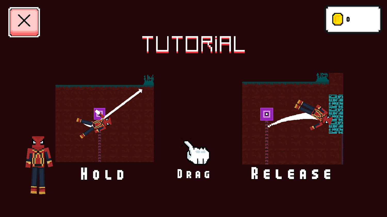 Super Hero Rope Game Tutorial Screenshot.