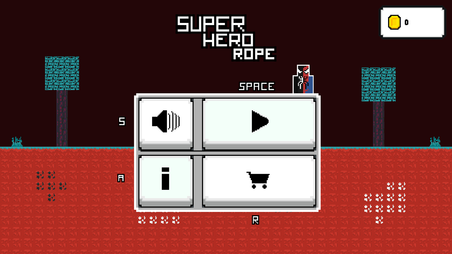 Super Hero Rope Game Welcome Screen Screenshot.