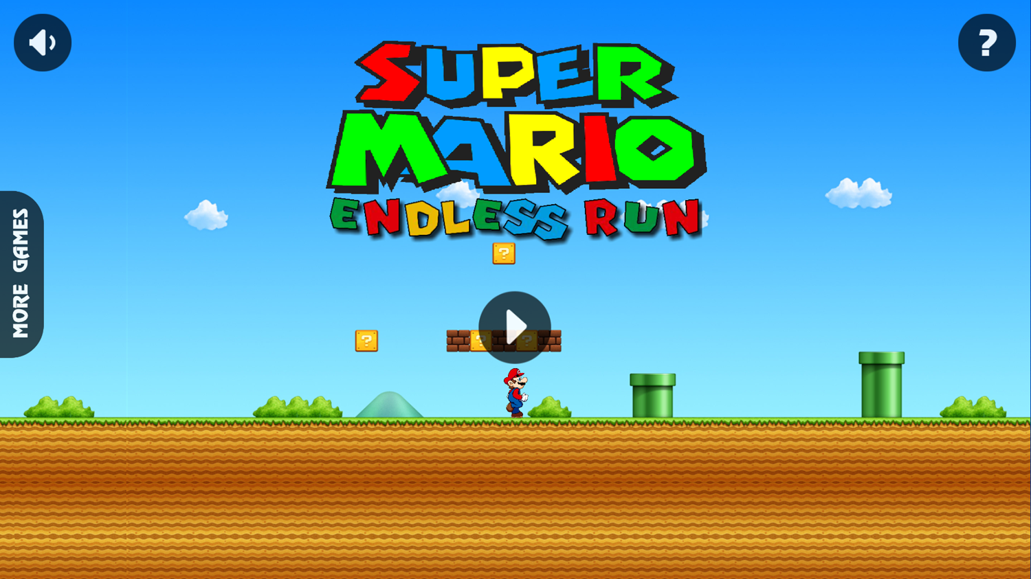 Super Mario Endless Run Game Welcome Screen Screenshot.