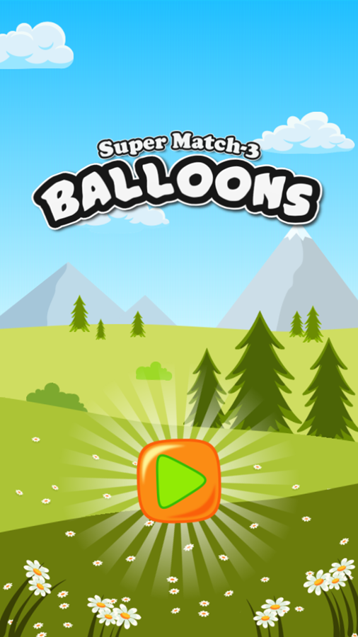 Super Match 3 Balloons Game Welcome Screen Screenshot.