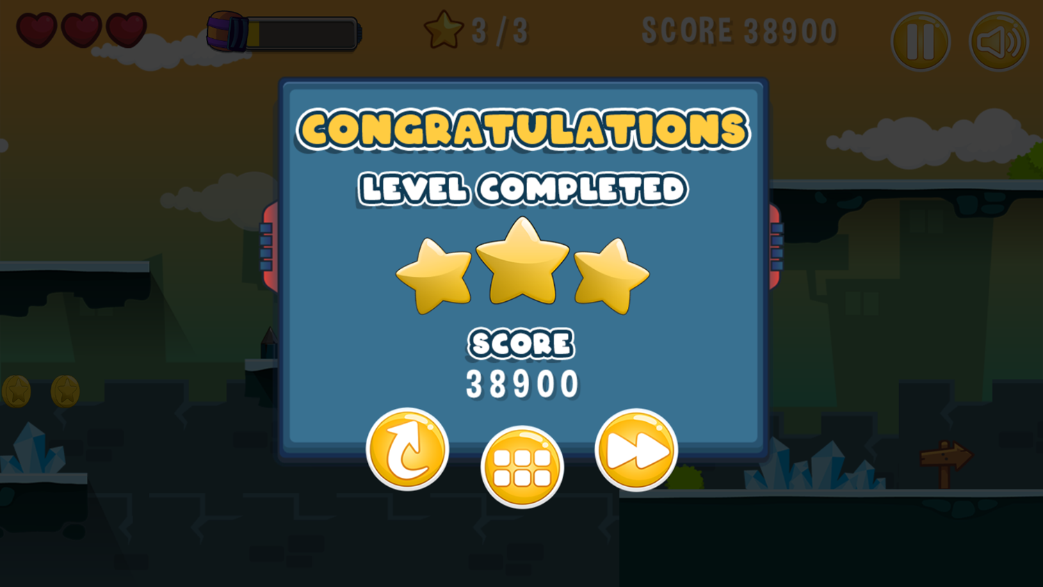 Super Penguboy Game Level Completed Screenshot.