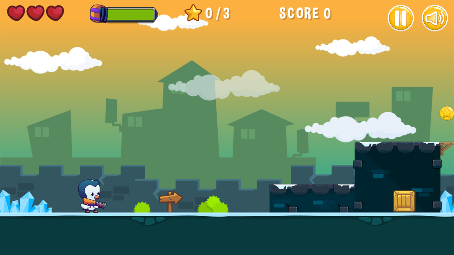 Super Penguboy Game Level Start Screenshot.
