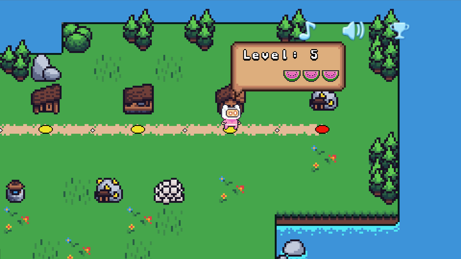 Super Pix Game Overworld Map Screen Screenshot.