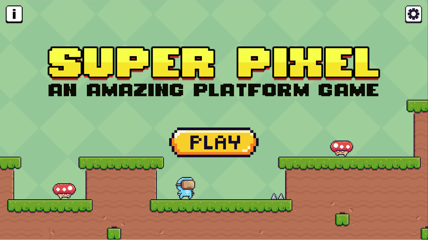 Super Pixel Game Welcome Screen Screenshot.