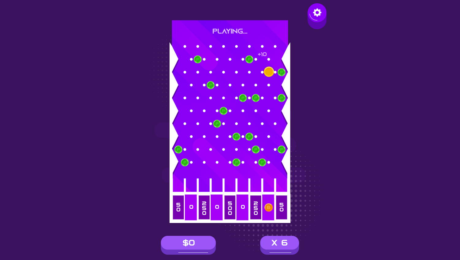 Super Plinko Game Playing Screenshot.