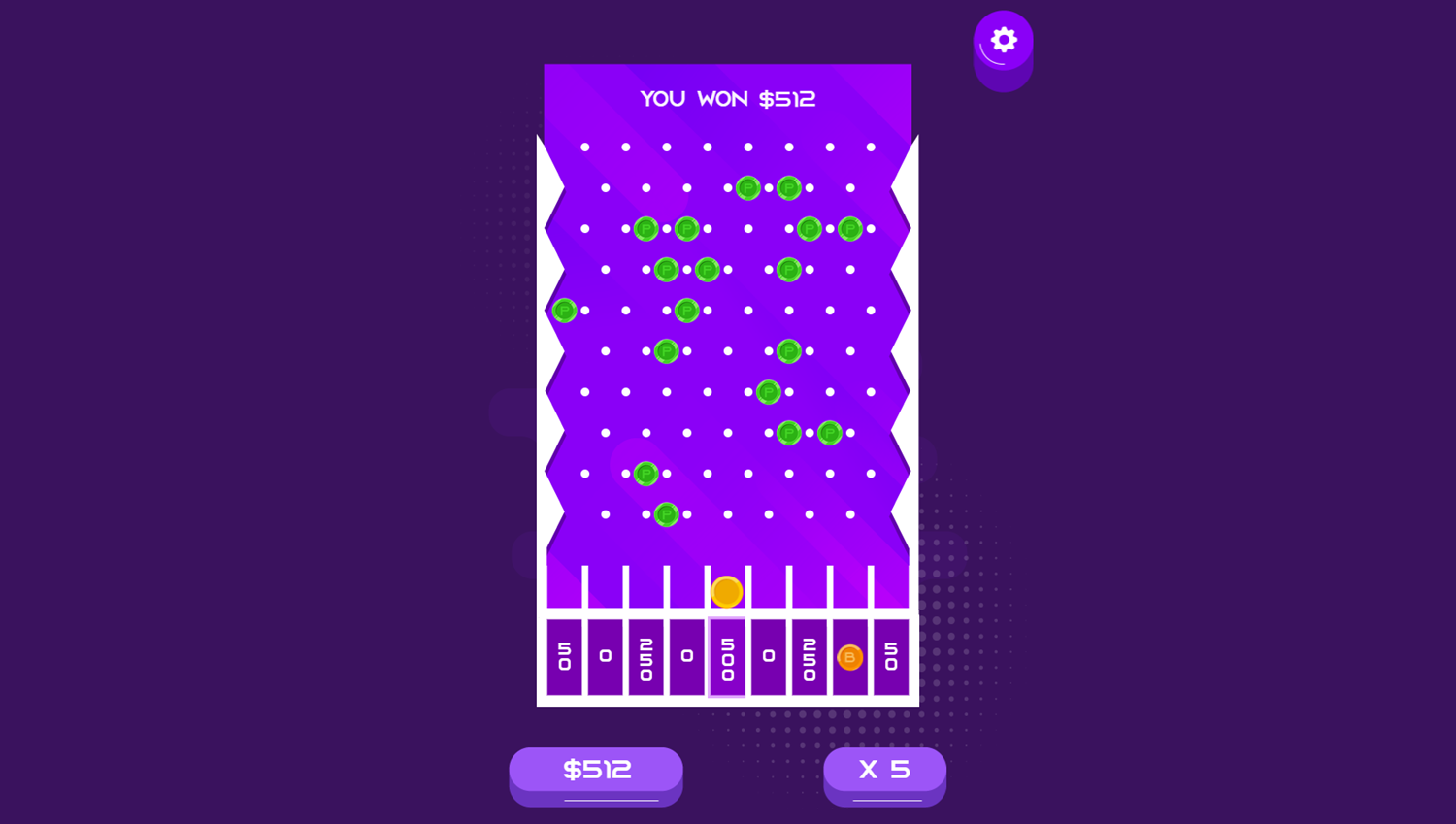 Super Plinko Game You Won Screenshot.