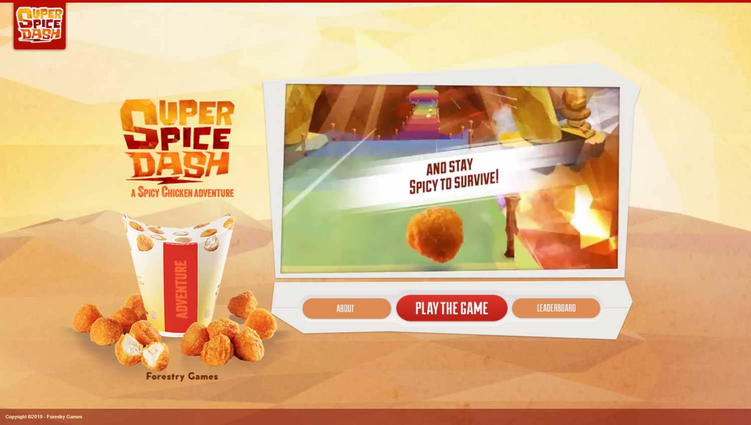 Super Spice Dash Game Welcome Screen Screenshot.