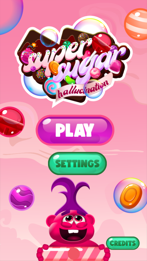 Super Sugar Hallucination Game Welcome Screen Screenshot.