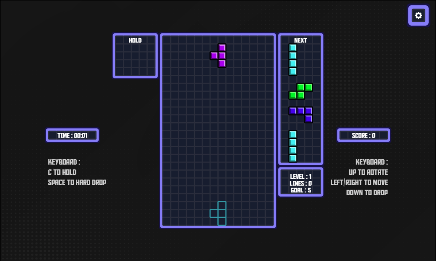 Super Tetris Game Gameplay Screenshot.