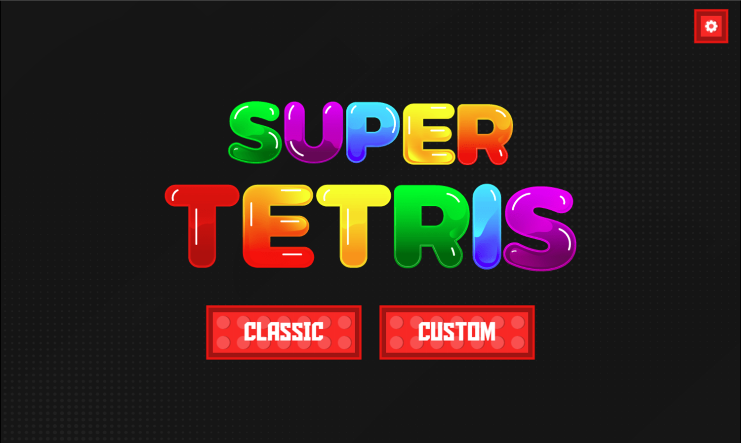 Super Tetris Game Welcome Screen Screenshot.