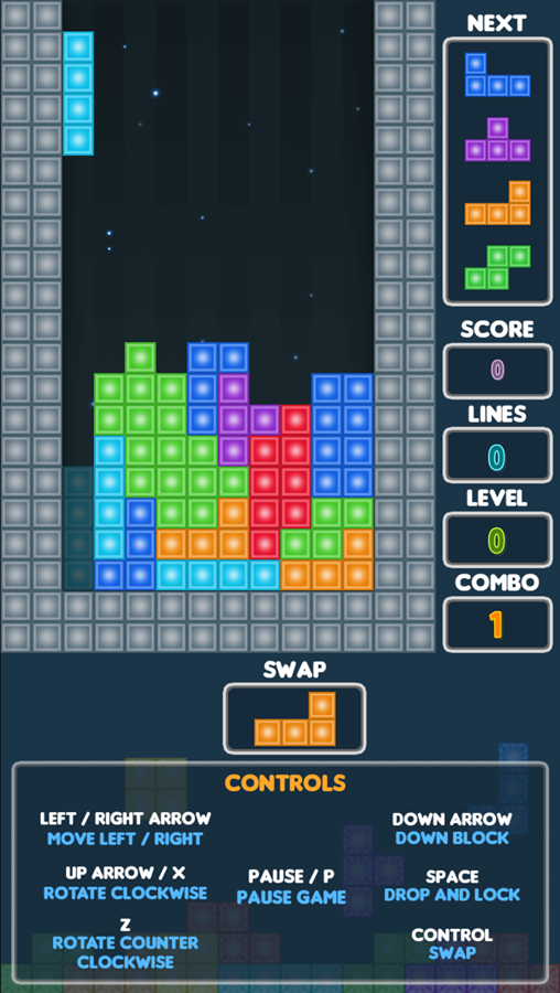 Super Tetris Game Screenshot.