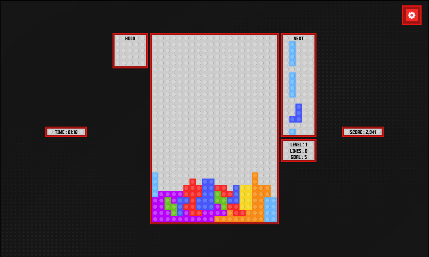 Super Tetris Lego Design Game Screenshot.