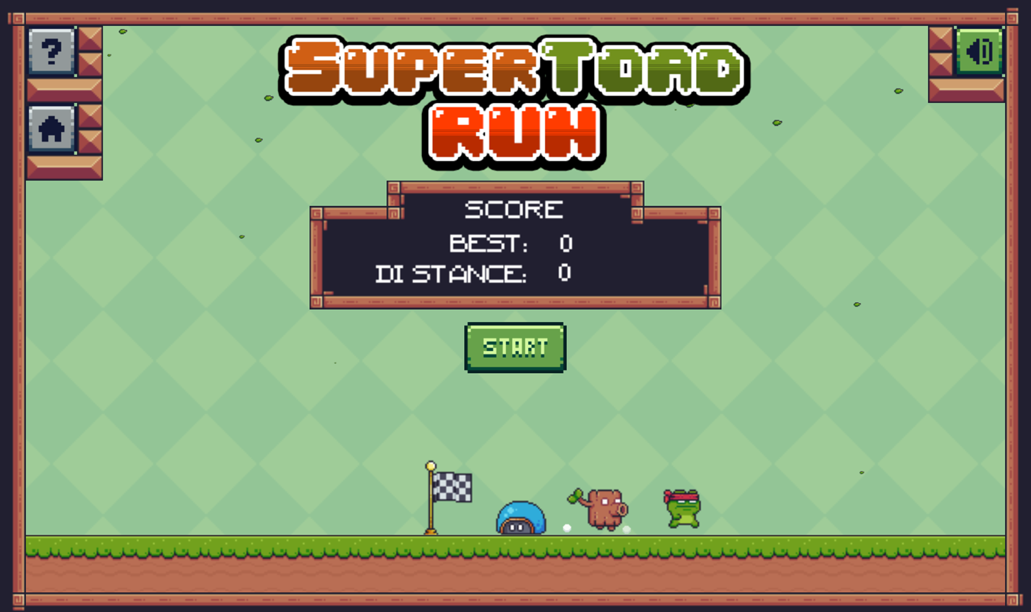 Super Toad Run Game Welcome Screen Screenshot.