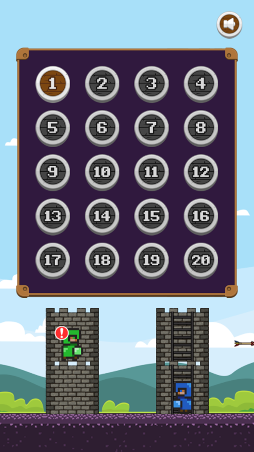 Super Tower War Game Level Select Screenshot.