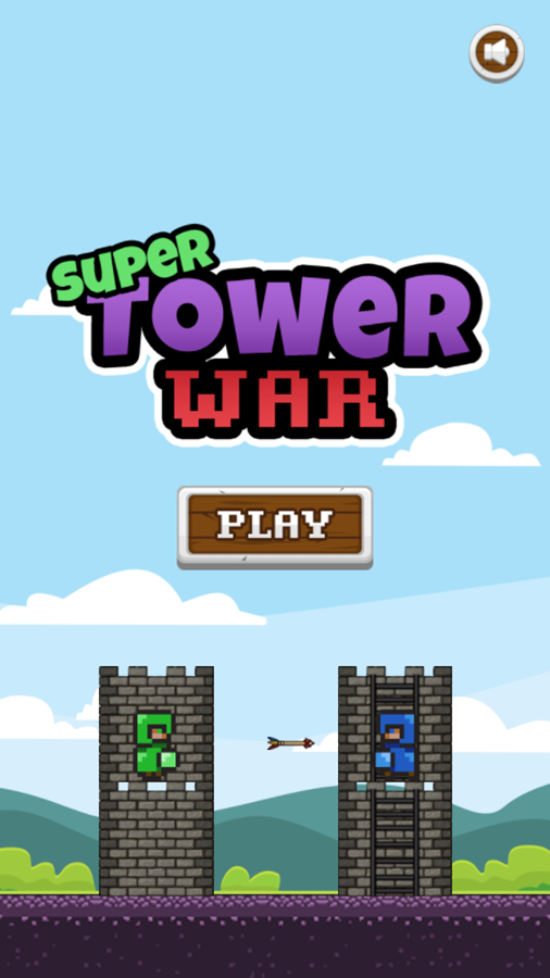 Super Tower War Game Welcome Screen Screenshot.