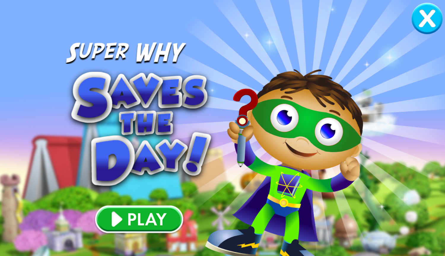 Super Why Saves the Day Game Welcome Screen Screenshot.