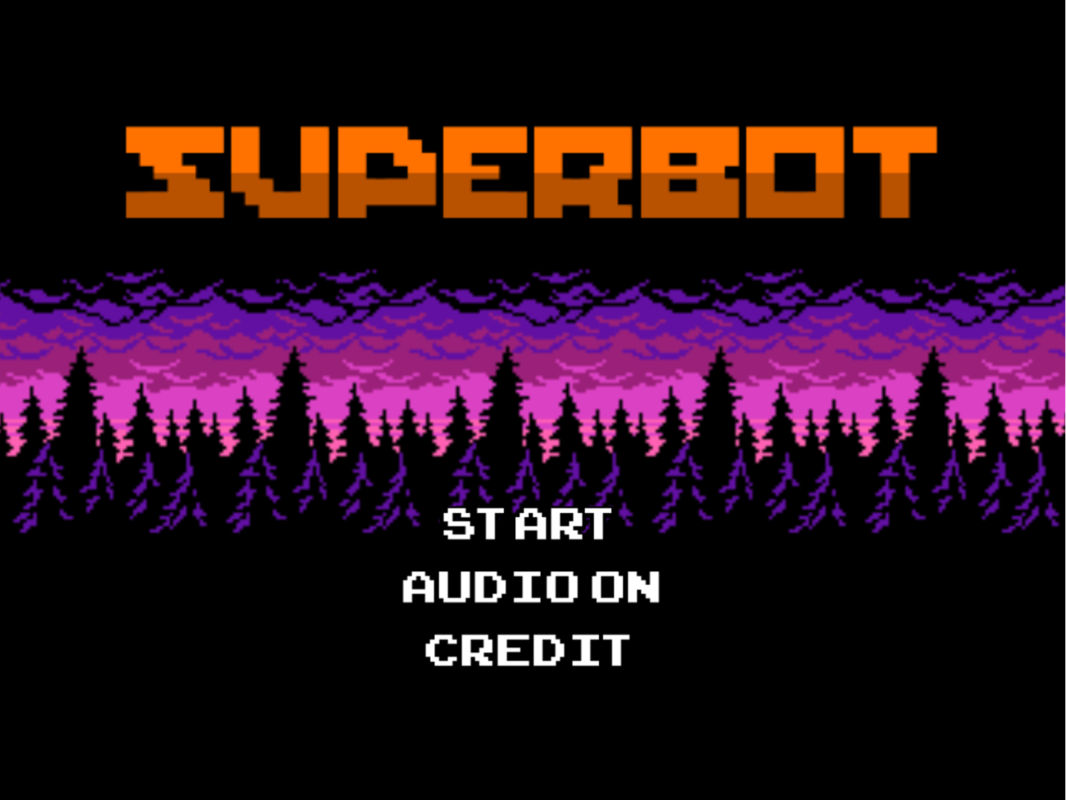 Superbot Game Welcome Screen Screenshot.