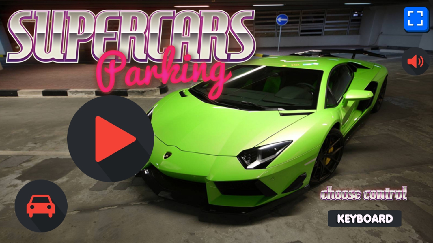 Supercars Parking Game Welcome Screen Screenshot.