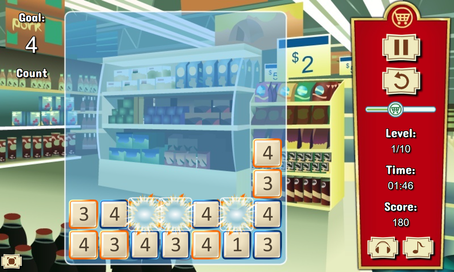 Supermarket Numbers Game Play Screenshot.