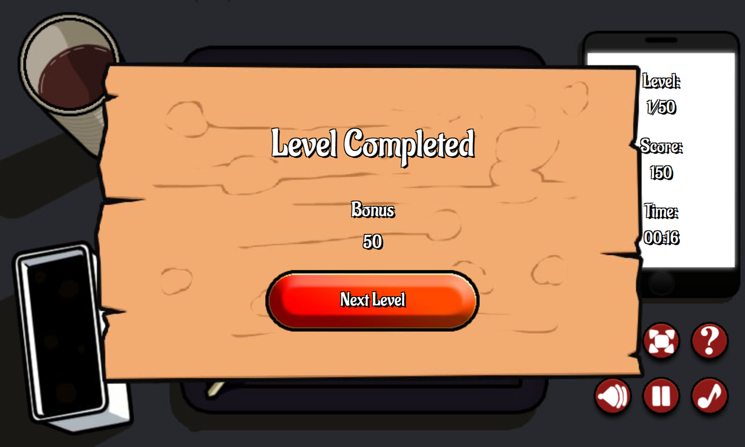 Sushi Mahjong Game Level Completed Screenshot.