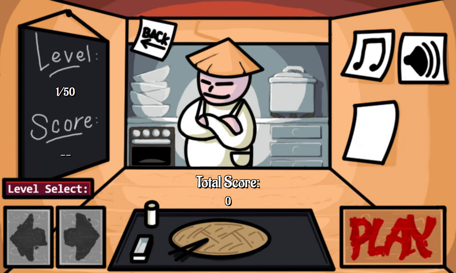 Sushi Mahjong Game Level Select Screenshot.