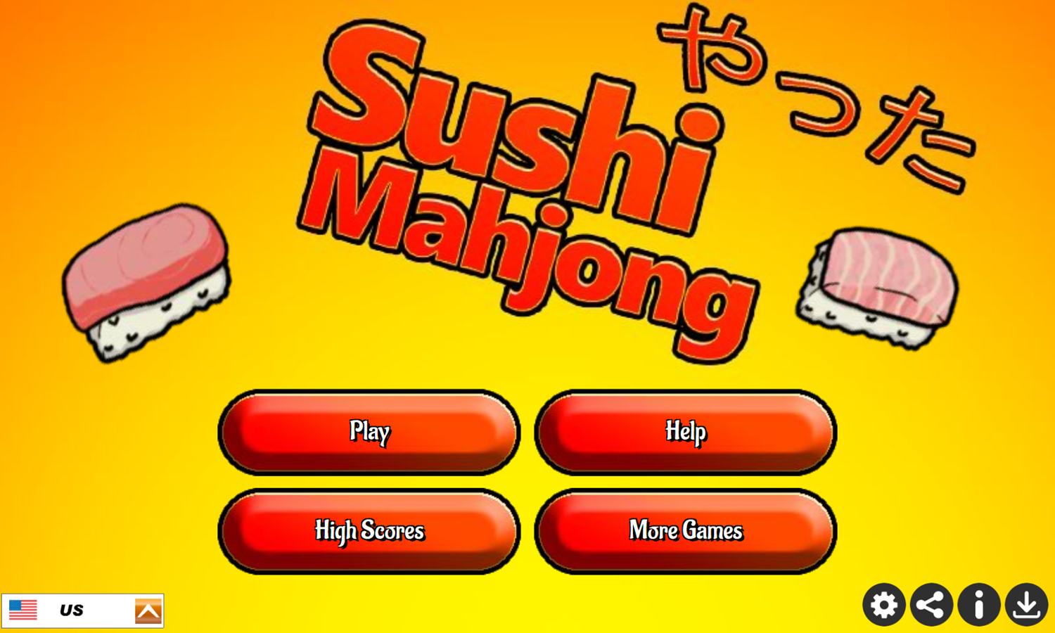 Sushi Mahjong Game Welcome Screen Screenshot.