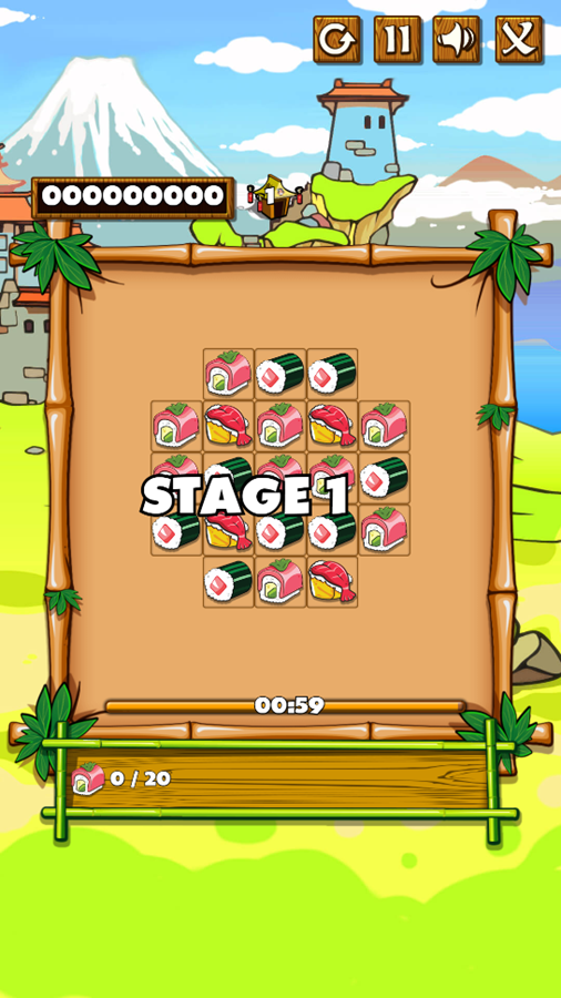 Sushi Matching Game Stage Start Screenshot.