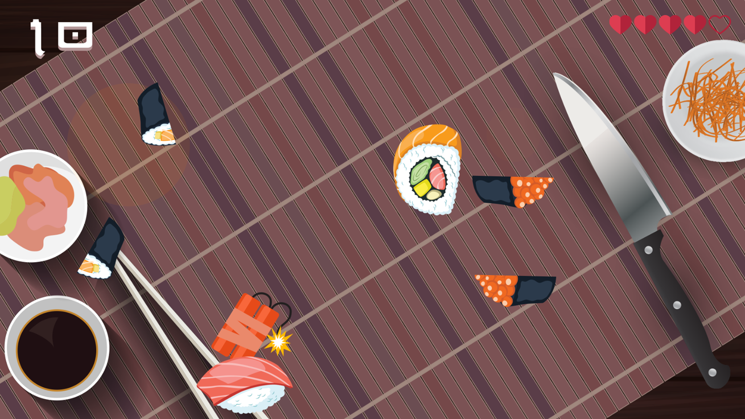 Sushi Ninja Game Play Screenshot.