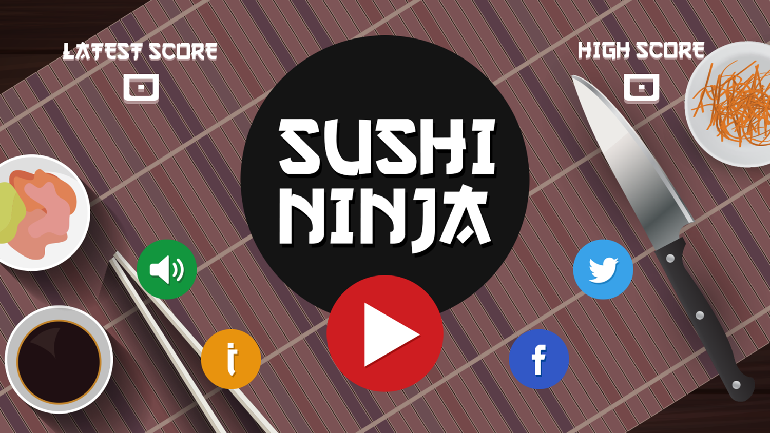 Sushi Ninja Game Welcome Screen Screenshot.
