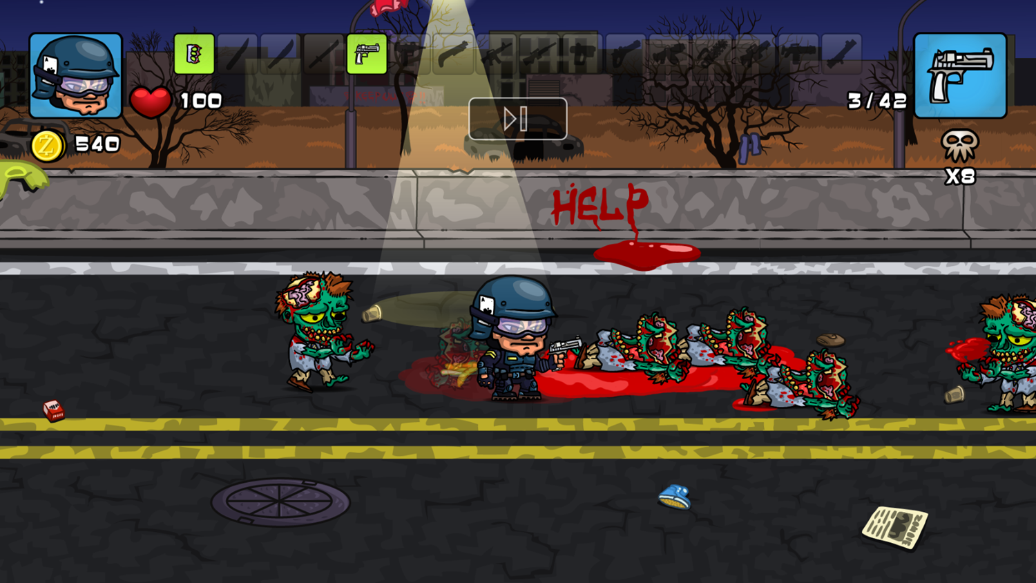 SWAT vs Zombies Game Play Screenshot.