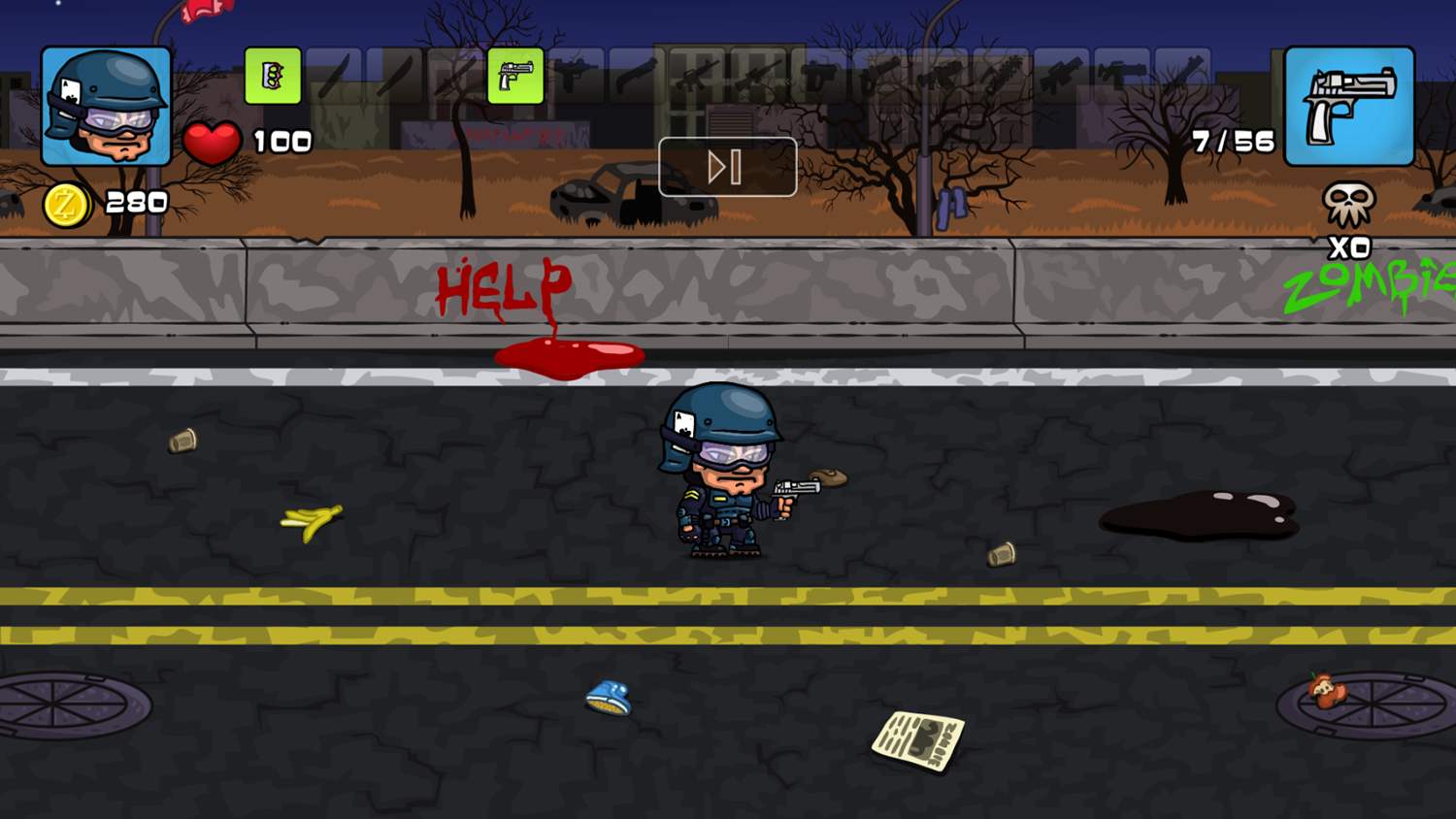 SWAT vs Zombies Game Start Screenshot.