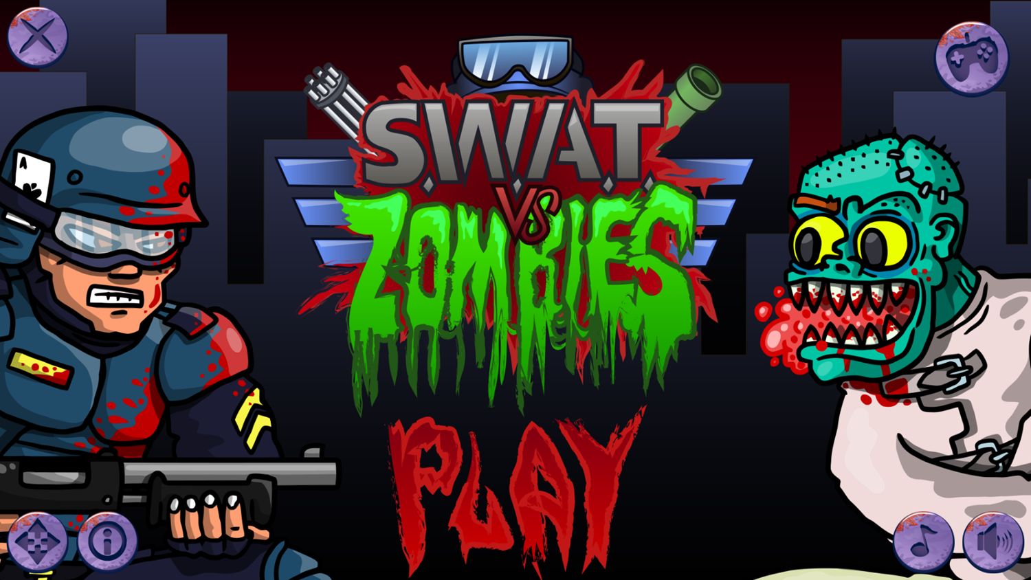 SWAT vs Zombies Game Welcome Screen Screenshot.