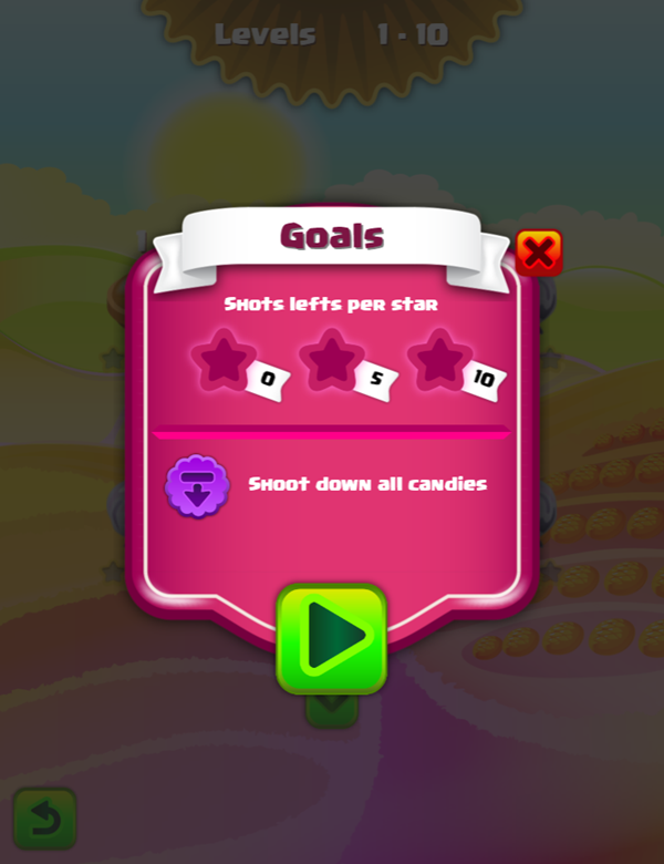 Sweet Candy Mania Game Level Goal Screenshot.