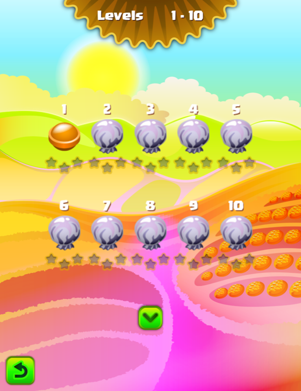 Sweet Candy Mania Game Level Select Screenshot.