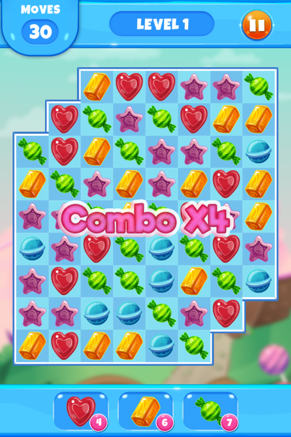 Sweet Candy Saga Game Level Play Screenshot.